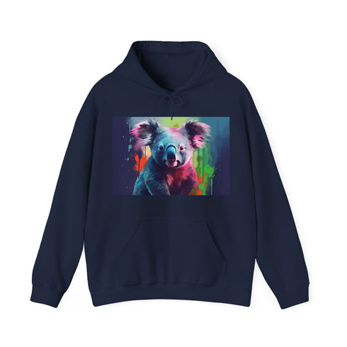 Watercolor Koala Hoodie in Navy, Size S with Koala Painting