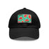 Watermelon Hawaiian print white baseball hat with light brown patch.