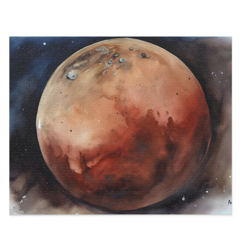 Mars watercolor jigsaw puzzle with stunning landscapes and vibrant colors.