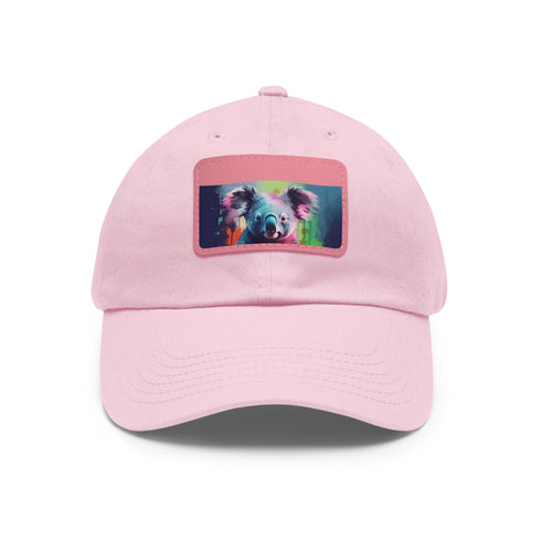 Cute Koala Watercolor Baseball Cap in White with Brown Patch
