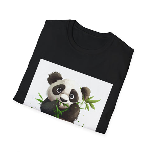 Bamboo-filled panda design charcoal t-shirt, regular fit, perfect for summer.