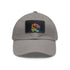 Neon watercolor baseball cap, white cap with light brown patch.