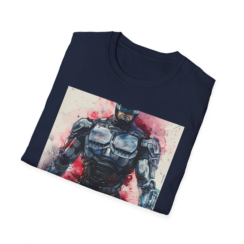 Charcoal cotton RoboCop T-shirt with crew neck and regular fit