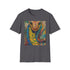 Mesmerizing charcoal t-shirt with vibrant cobra artwork Crew neck summer pick