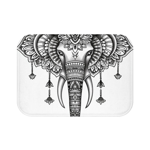 Mandala elephant majesty bath mat, symbol of wisdom and strength.