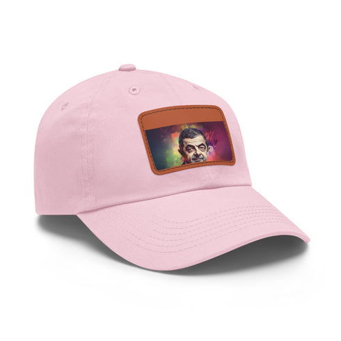 Neon watercolor baseball cap in white with light brown patch variant.