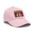 Neon watercolor baseball cap in white with light brown patch variant.