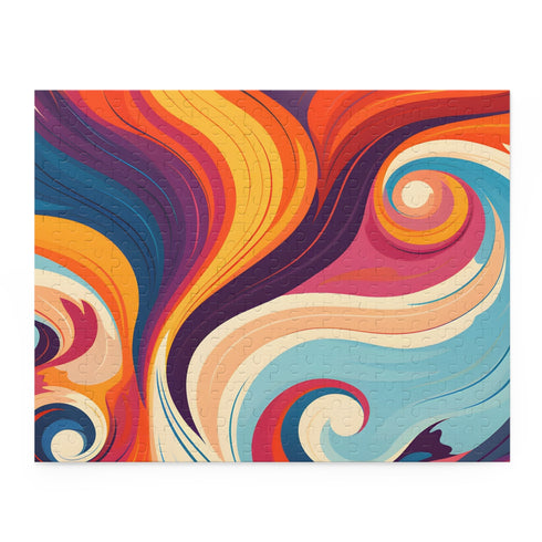 Marine texture 70s puzzle with vibrant colors for groovy puzzling fun.