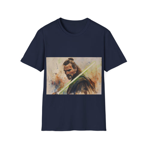 Legendary Jedi QuiGon Jinn T-Shirt in Charcoal Cotton, Regular Fit.