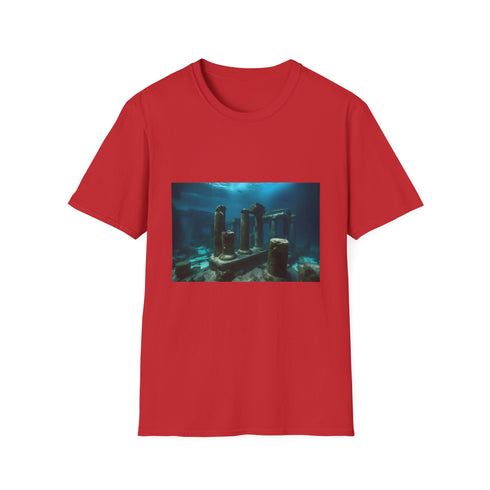 Charcoal cotton T-shirt with sunken city graphic and crew neck design
