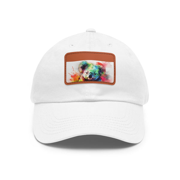 Koala Watercolor Baseball Cap, White with Light Brown Patch - Accessories