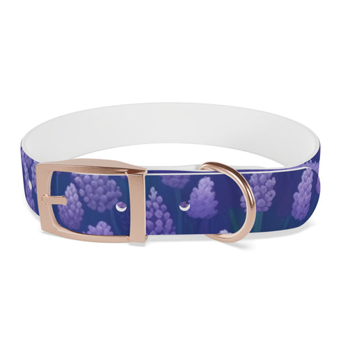 Stylish Lavender Fields Dog Collar in M Size, Black Onyx Variant