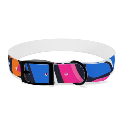 Neon graffiti dog collar, M size, black onyx variant option.