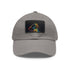 Vibrant neon watercolor baseball cap with light brown patch.