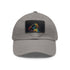 Vibrant neon watercolor baseball cap with light brown patch.