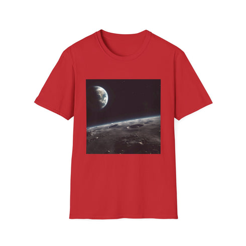 Charcoal crew neck T-shirt with watercolor Earth view design