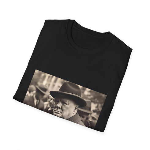 Charcoal cotton crew neck T-shirt with Churchill silhouette design