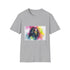 Charcoal cotton t-shirt featuring neon depiction of Michelle Obama in regular fit