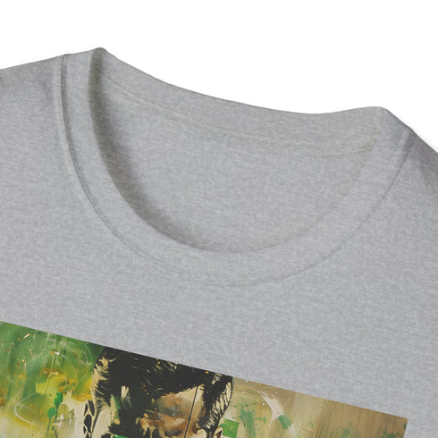 Vibrant charcoal Green Lantern T-shirt with soft brushstroke superhero portrait