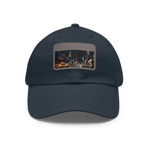 Midnight Skyline Tokyo Baseball Cap, White/Light Brown Rectangle Unisex Hat