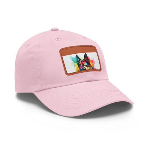 German Shepherd pup white hat with light brown patch for all.