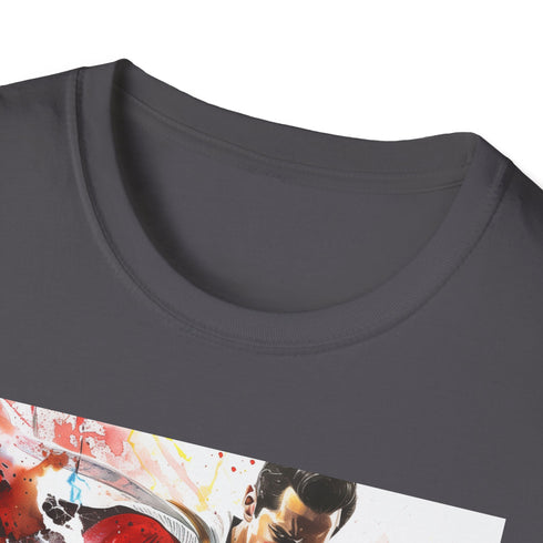 Shazam lightning bolt superhero t-shirt in charcoal, size small.