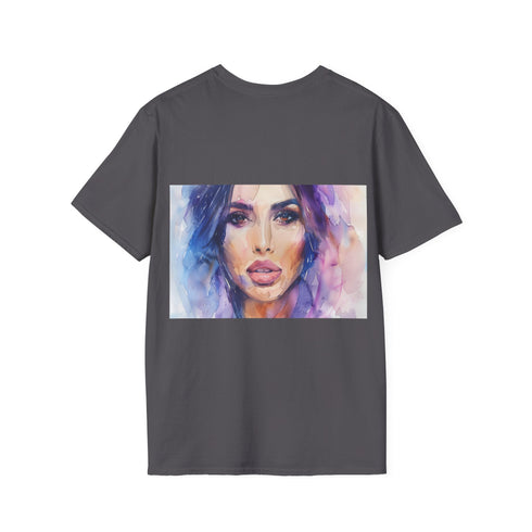 Charcoal cotton t-shirt with watercolor design and crew neck fit
