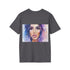 Charcoal cotton t-shirt with watercolor design and crew neck fit