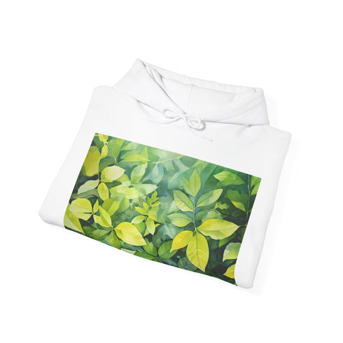Summer Tapestry Hoodie in Navy, size S, DTG watercolor design, unisex.
