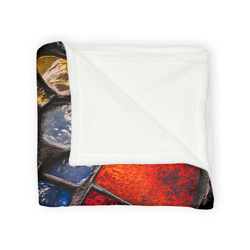 Shattered Stained Glass Forming Serpent Plush Fleece Throw Blanket