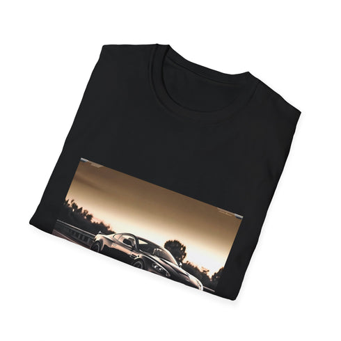 Charcoal cotton crew neck t-shirt with vibrant Aston Martin race design