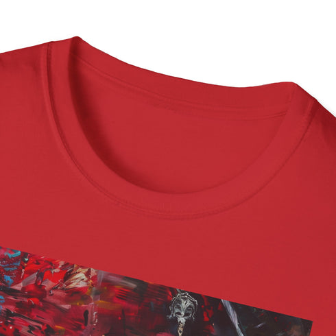 Charcoal Jack Sparrow Painting T-shirt with vibrant portrait design.