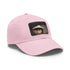 Monochrome Audrey Hepburn baseball cap with light brown rectangle patch.