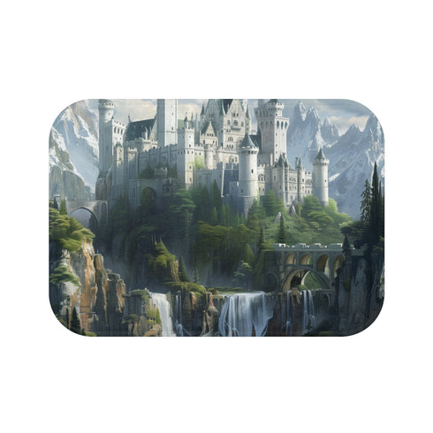 Fairytale Castle Bath Mat - Magical castle with whimsical details for bathroom décor.
