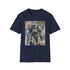 Watercolor charcoal t-shirt featuring detailed Fallout Power Armor futuristic design