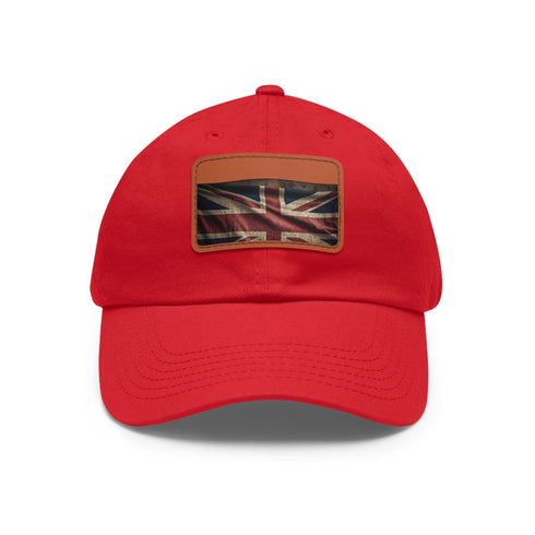 Stylish British flag hat with white and light brown patch.