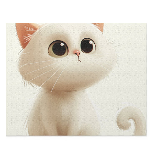 Cartoon Cat Jigsaw Puzzle: Cute feline design, 10" x 8" size.