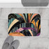Vintage geometric bath mat with Art Deco design, perfect for bathroom decor.