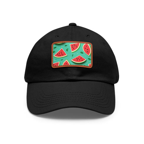 Bacano Go Watermelon Hawaiian Cap: White Cotton Hat with Light Brown Patch