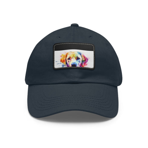 Adorable Labrador Baseball Cap, White with Light Brown Patch, Unisex vegan.