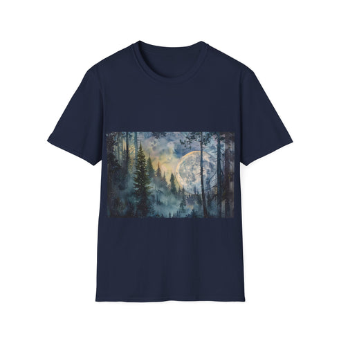 Charcoal Ewok Adventure Tee on Endor Moon, Cotton Crew Neck.