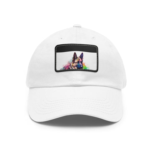 German Shepherd PupPrint Baseball Cap in White with Light Brown Patch