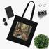 Whimsical forest friends tote bag in black cotton for everyday adventures.
