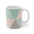 Chic pastel geometric pattern ceramic coffee mug for kitchen decor.