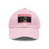 Neon watercolor baseball cap with light brown patch and rectangular shape.