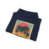 Retro tropical paradise navy sunset hoodie, men's/women's regular fit DTG.