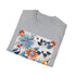 Charcoal cotton t-shirt featuring a colorful floral pattern in regular fit
