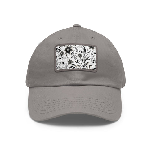 Monochrome cotton baseball cap with repeating pattern design