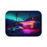 Electric Peaky Bath Mat with vibrant neon watercolor portrait for bathroom.