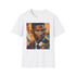 Dynamic charcoal crew neck cotton T-shirt with Usher portrait.